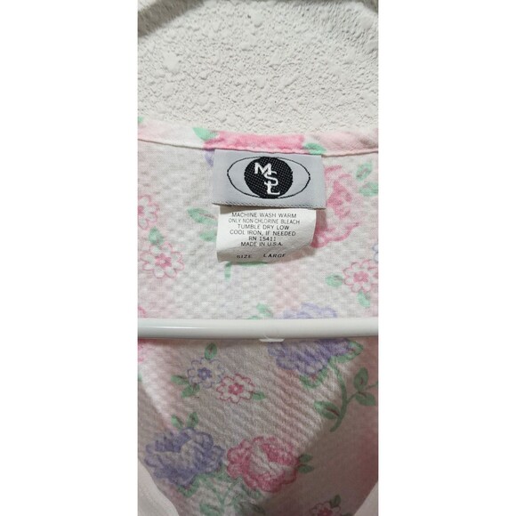 MSL Vintage Longsleeve Maxi Robe Floral HousebDress Mumu Housecoat Modest Sz  L - Picture 2 of 8